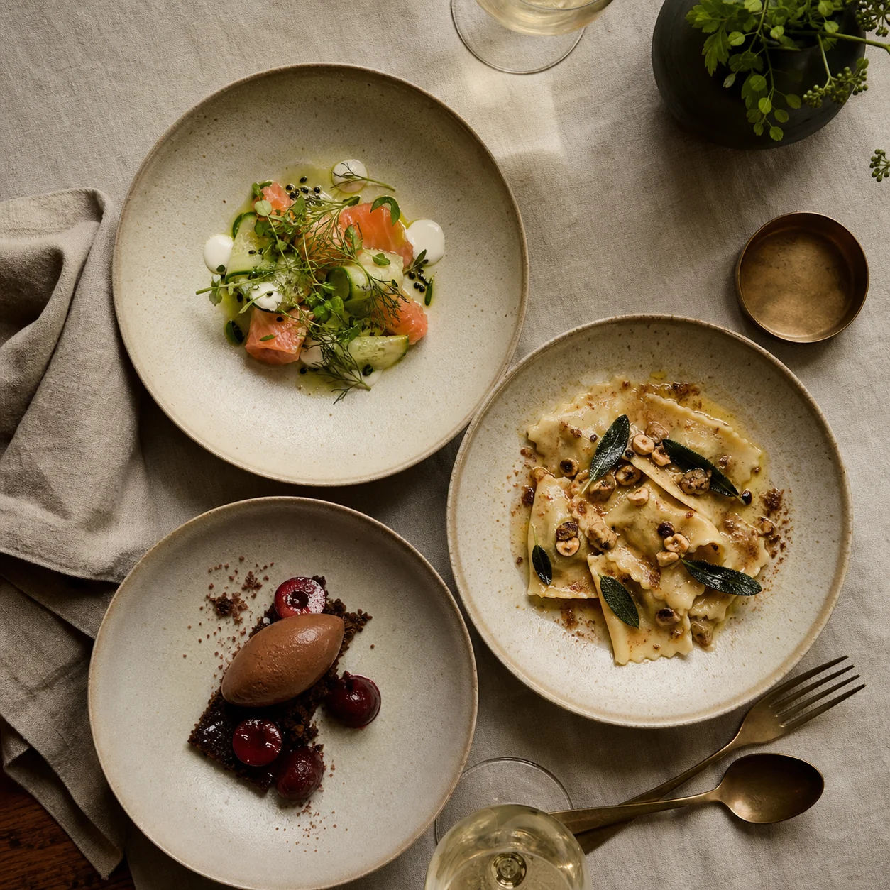 Three considered courses composed as one private dining menu