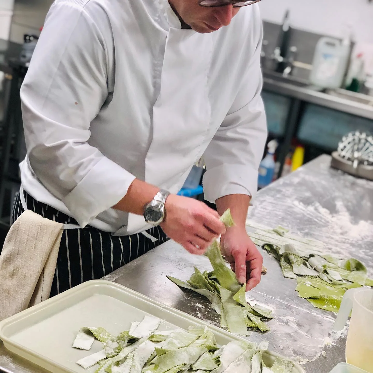 Marcello preparing ingredients in the kitchen