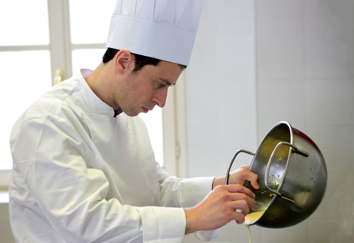 Marcello Ghiretti working at ALMA, the international school of Italian cuisine